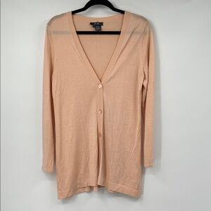 Per Se Light Peach Long Button Up Cardigan Sweater Size Large